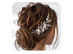 Jakawin Bridal Flower and Pearl Hair Comb Wedding Hair Piece for Women